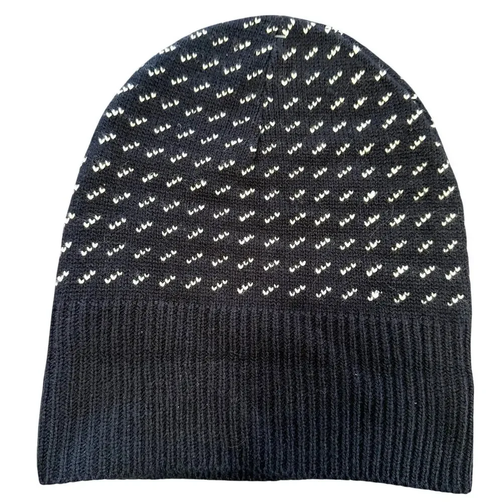 J. Crew Knit Beanie Adult Unisex OS Blue White Winter Hat Soft Acrylic NEW